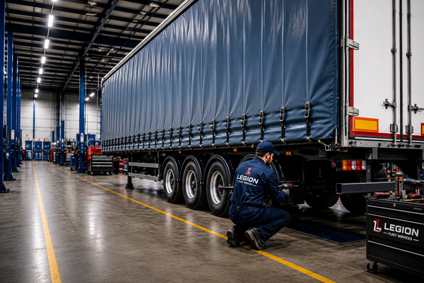 Trailer servicing specialists performing maintenance and repairs